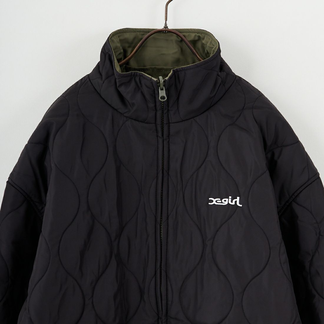 X-girl [エックスガール] フェイスパッチ リバーシブルジャケット [105253021006] OLIVE