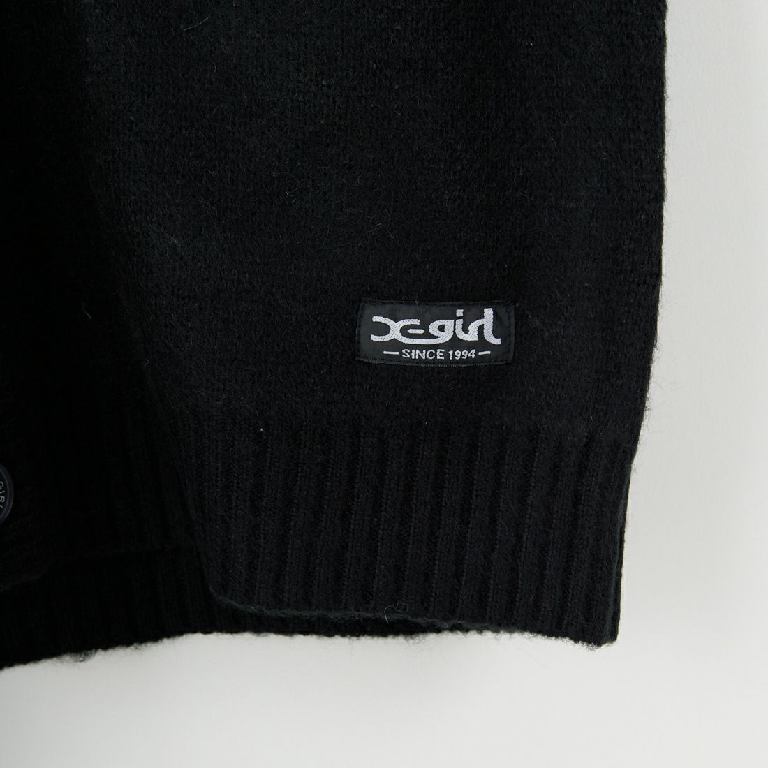 X-girl [エックスガール] フェイスジャガード ニットカーディガン [105253015006] BLACK