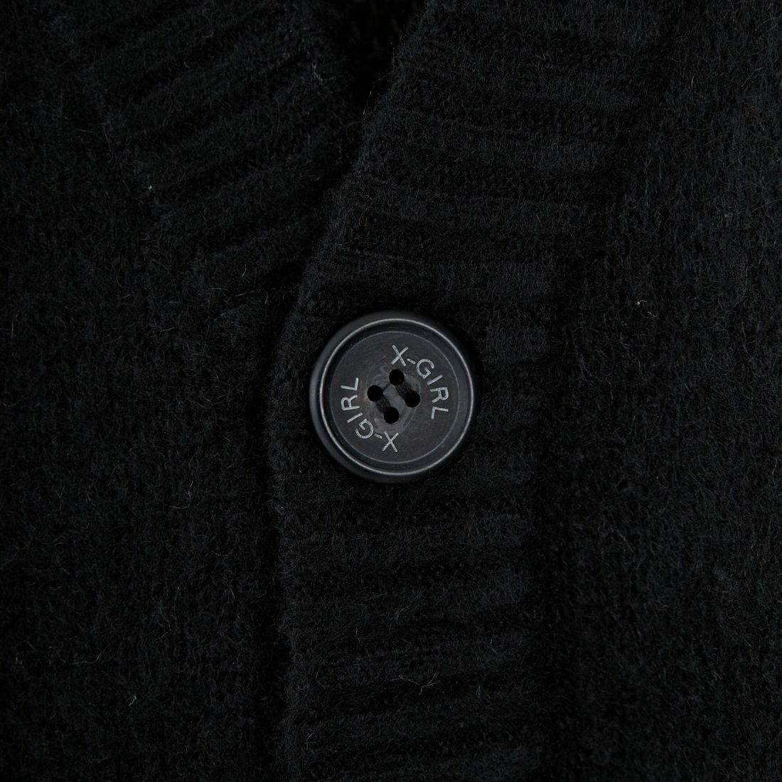 X-girl [エックスガール] フェイスジャガード ニットカーディガン [105253015006] BLACK