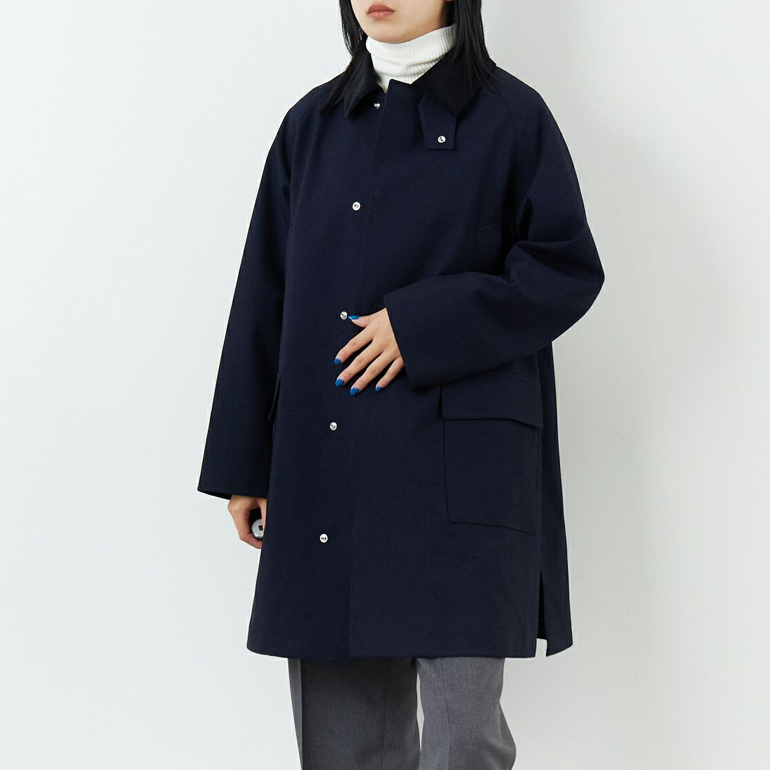 MACKINTOSH PHILOSOPHY [マッキントッシュ フィロソフィー] SOMERFORD ハンティングコート [R9B53-675] 29 NAVY &&モデル身長：167cm 着用サイズ：2&&