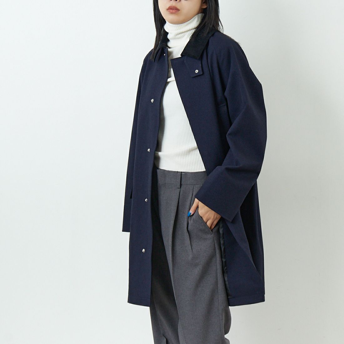 MACKINTOSH PHILOSOPHY [マッキントッシュ フィロソフィー] SOMERFORD ハンティングコート [R9B53-675] 29 NAVY &&モデル身長：167cm 着用サイズ：2&&