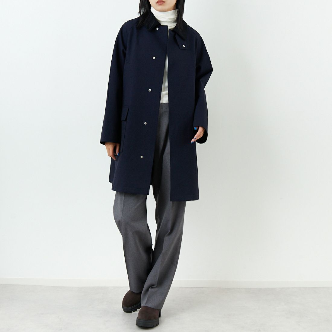 MACKINTOSH PHILOSOPHY [マッキントッシュ フィロソフィー] SOMERFORD ハンティングコート [R9B53-675] 29 NAVY &&モデル身長：167cm 着用サイズ：2&&