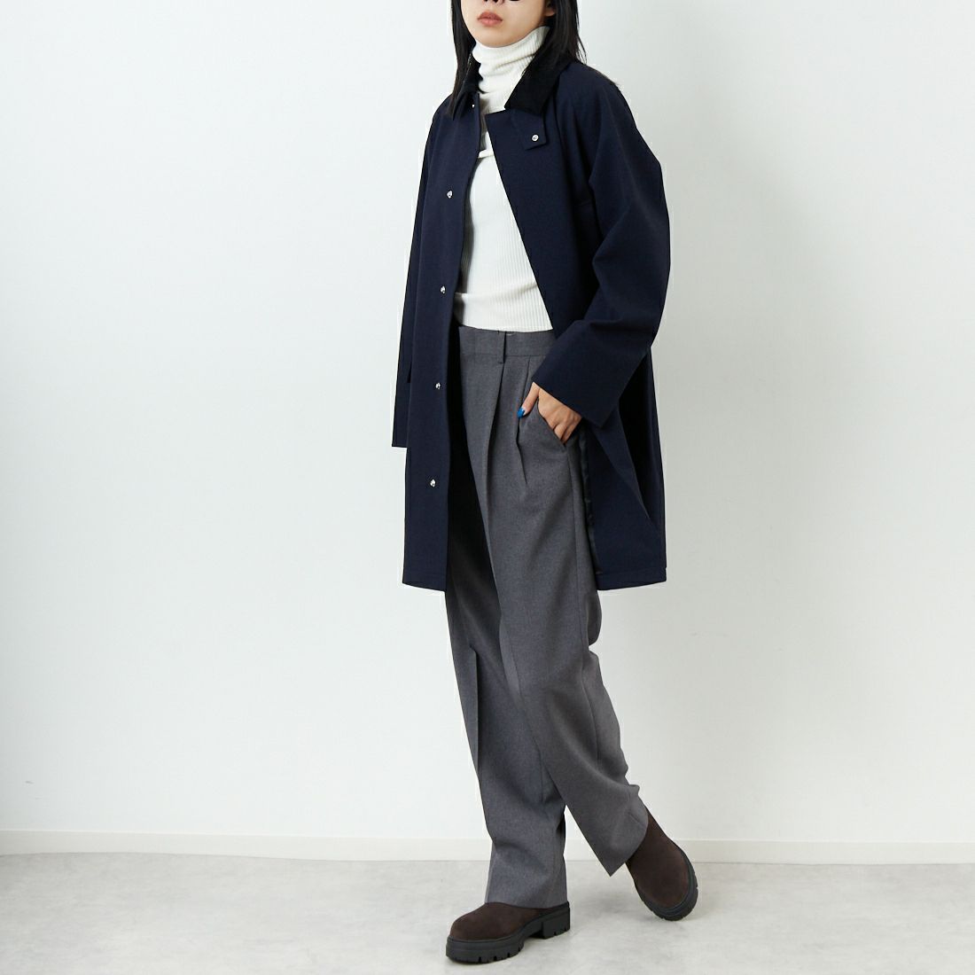 MACKINTOSH PHILOSOPHY [マッキントッシュ フィロソフィー] SOMERFORD ハンティングコート [R9B53-675] 29 NAVY &&モデル身長：167cm 着用サイズ：2&&