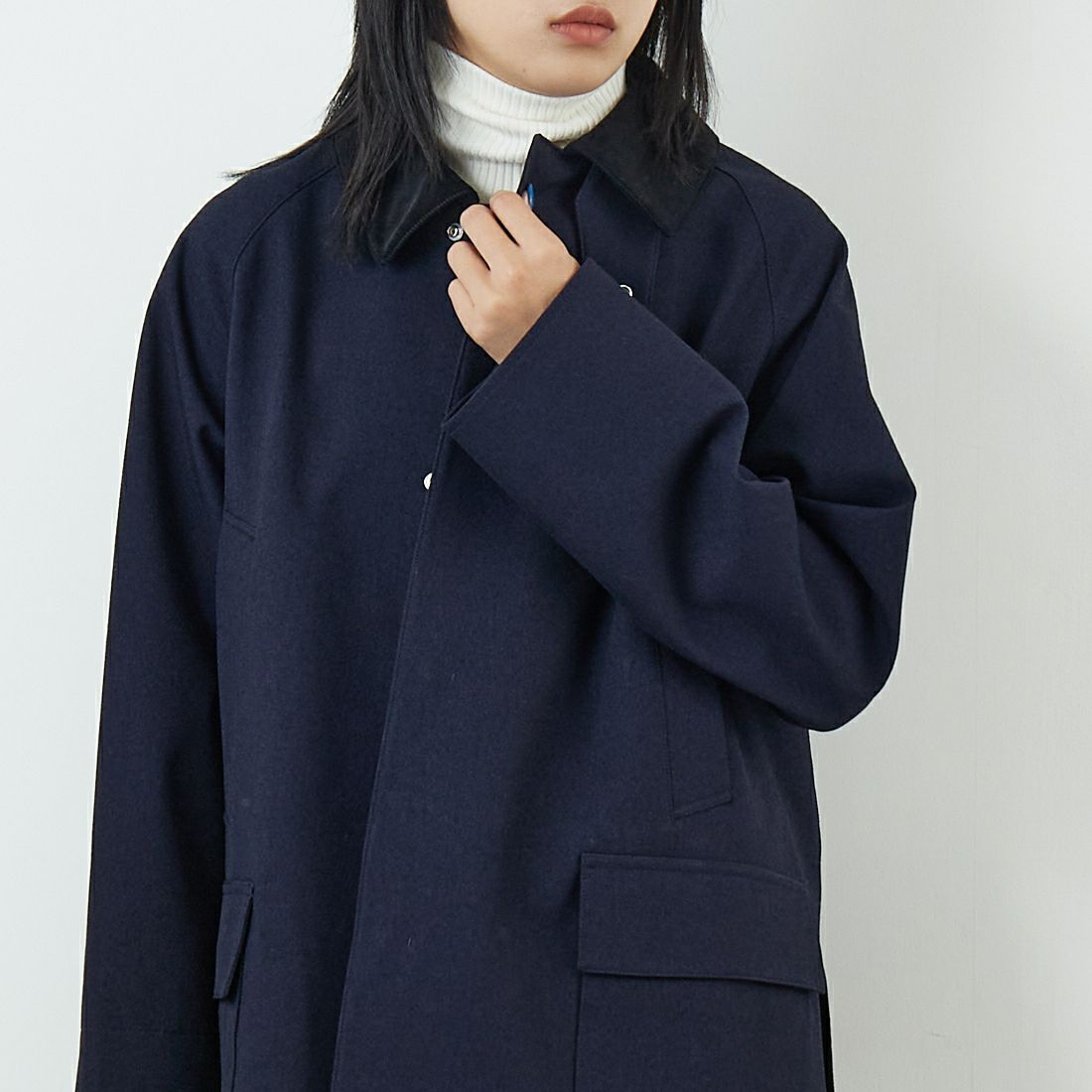 MACKINTOSH PHILOSOPHY [マッキントッシュ フィロソフィー] SOMERFORD ハンティングコート [R9B53-675] 29 NAVY &&モデル身長：167cm 着用サイズ：2&&