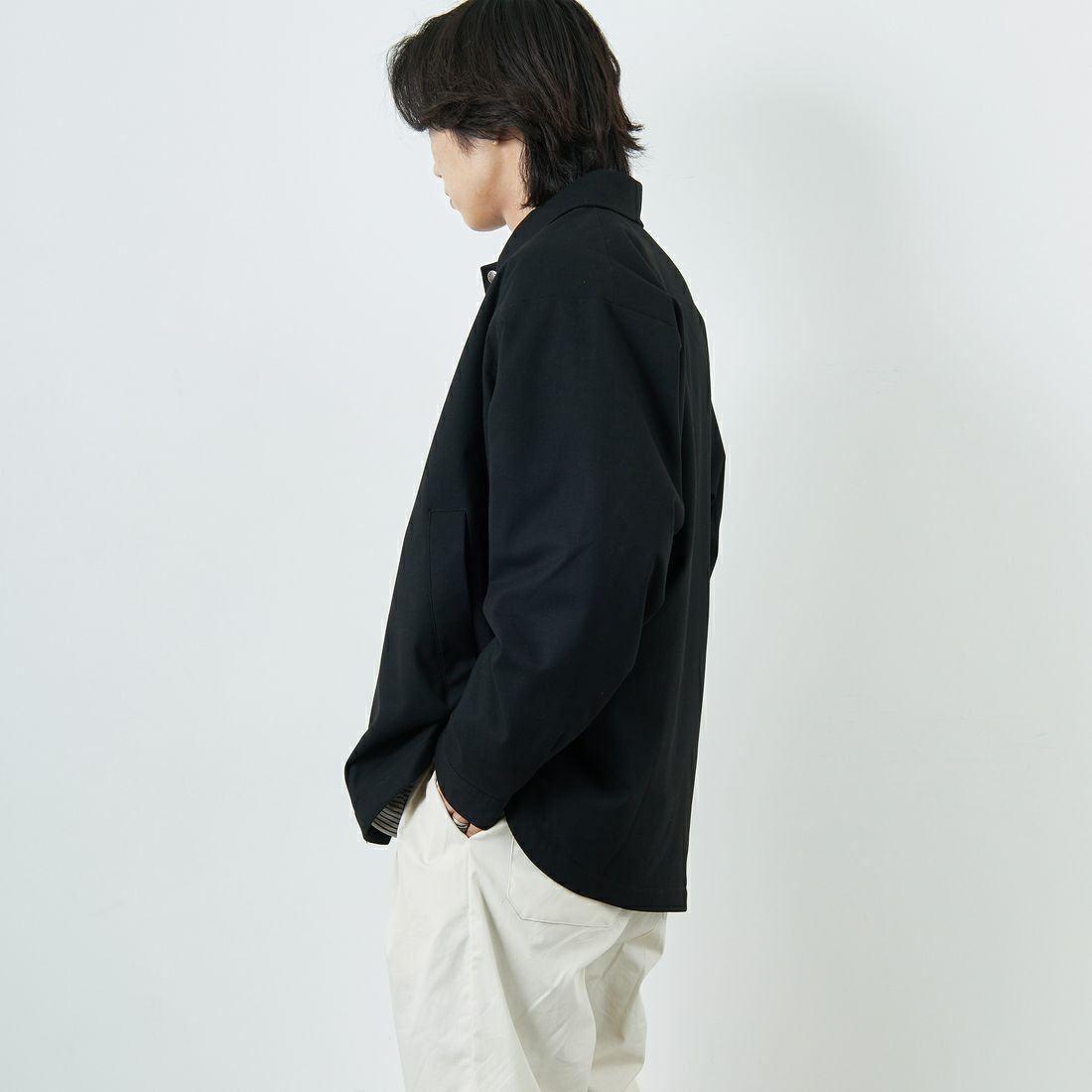 DANTON [ダントン] ウールライク 中綿コーチジャケット [DT-A0716WLX] BLACK &&モデル身長：179cm 着用サイズ：42&&