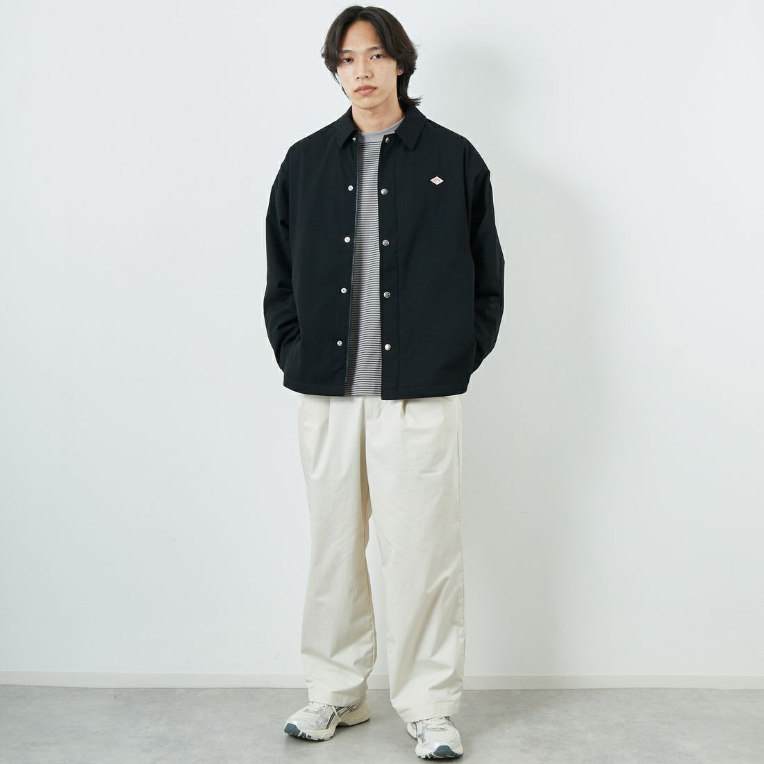 DANTON [ダントン] ウールライク 中綿コーチジャケット [DT-A0716WLX] BLACK &&モデル身長：179cm 着用サイズ：42&&