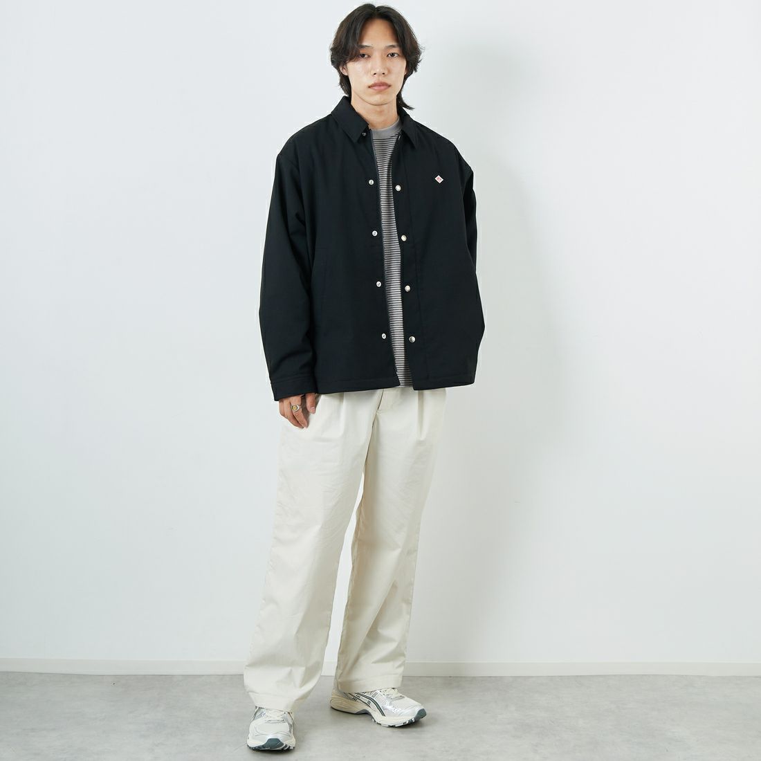 DANTON [ダントン] ウールライク 中綿コーチジャケット [DT-A0716WLX] BLACK &&モデル身長：179cm 着用サイズ：42&&