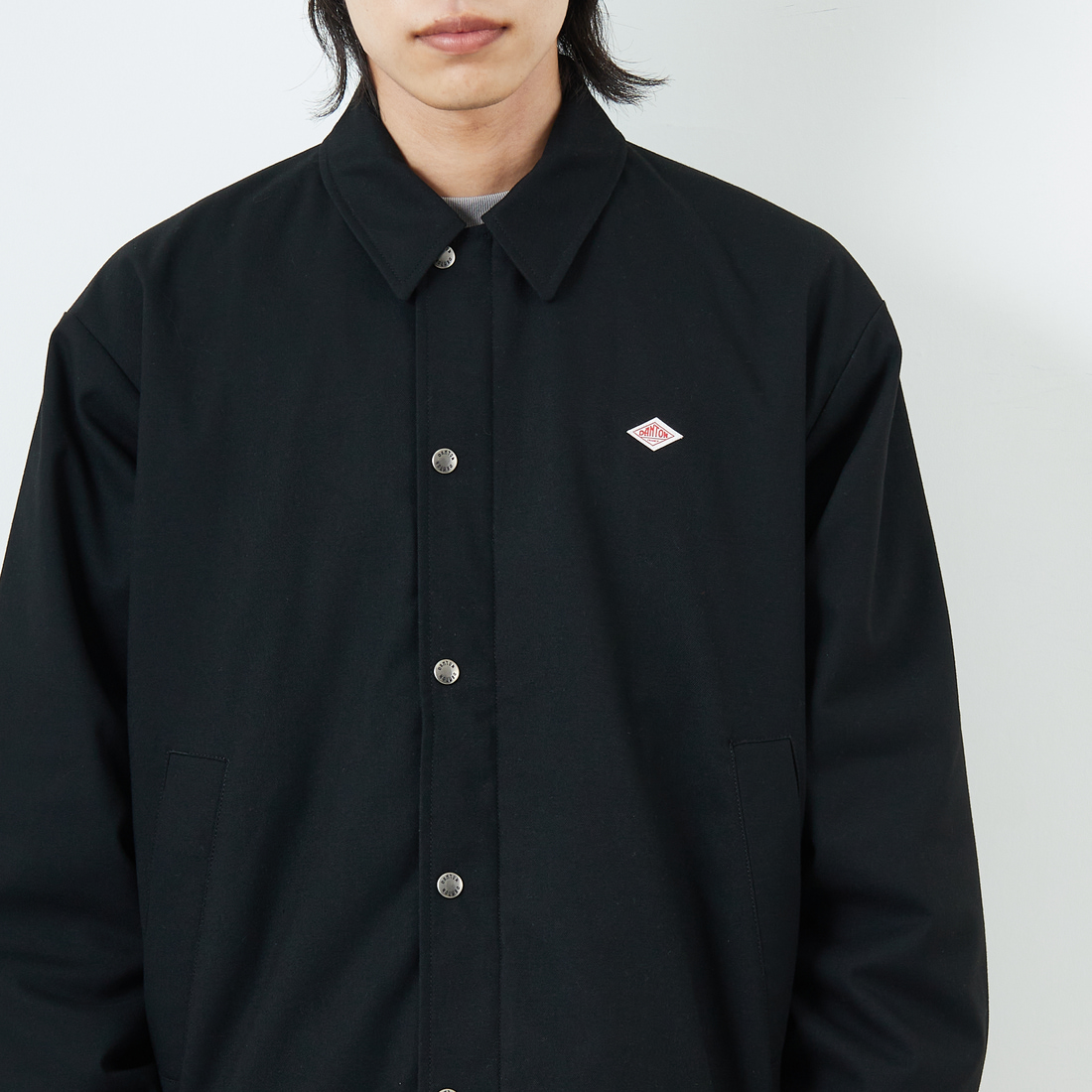 DANTON [ダントン] ウールライク 中綿コーチジャケット [DT-A0716WLX] BLACK &&モデル身長：179cm 着用サイズ：42&&