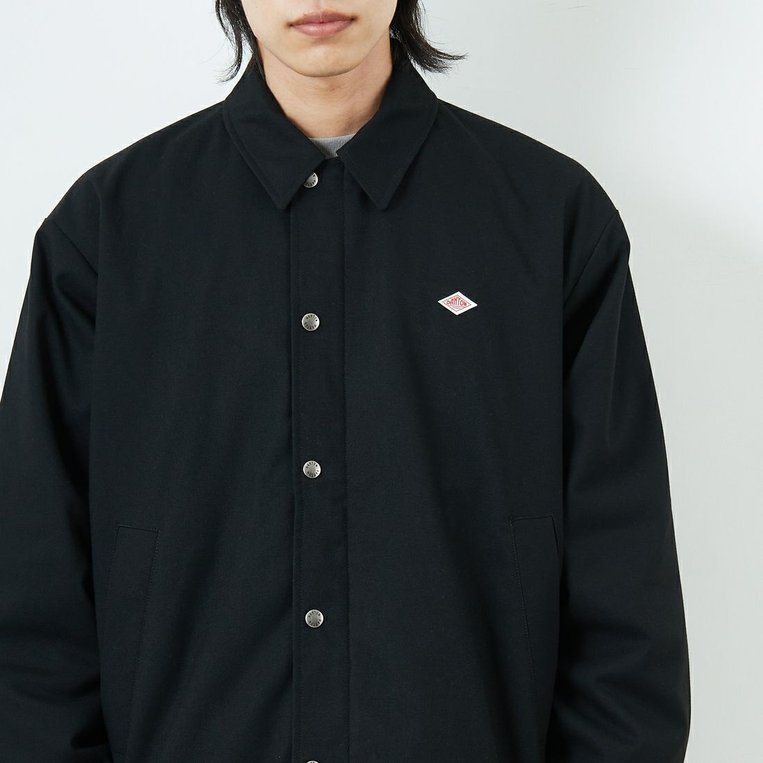DANTON [ダントン] ウールライク 中綿コーチジャケット [DT-A0716WLX] BLACK &&モデル身長：179cm 着用サイズ：42&&