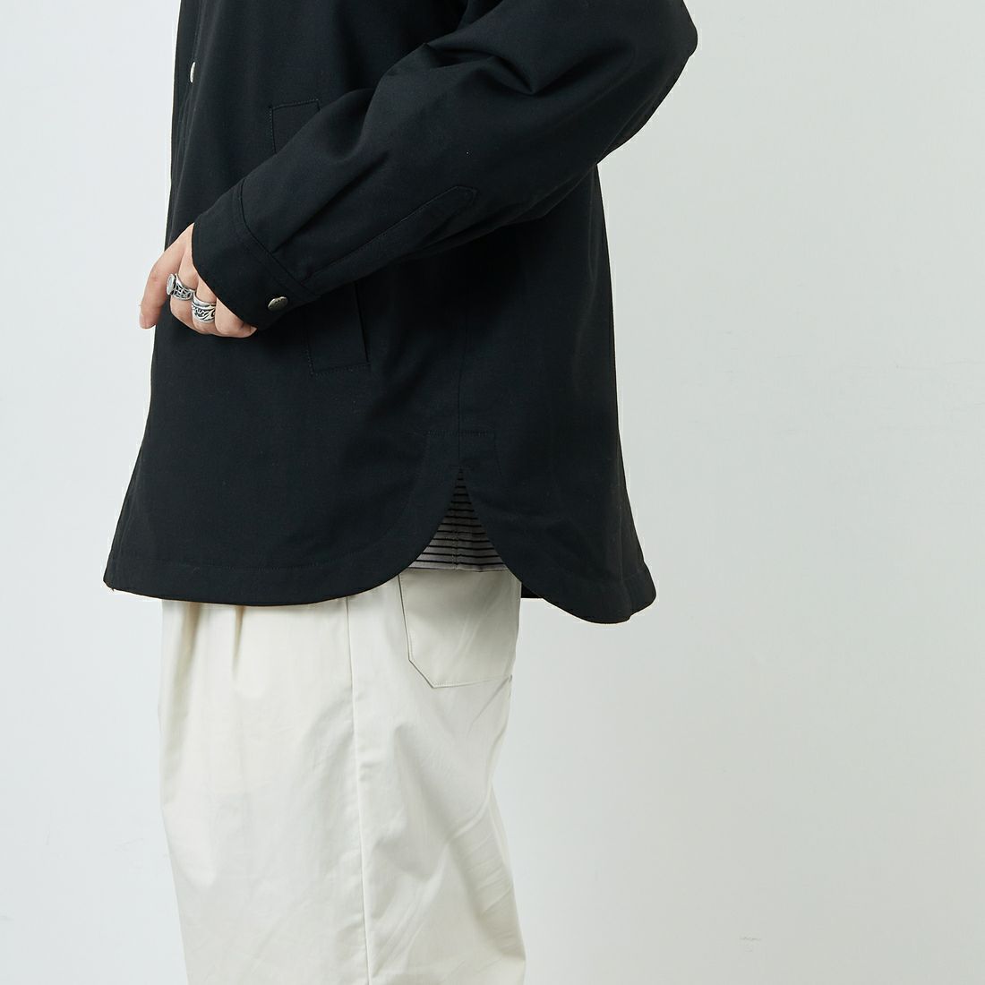 DANTON [ダントン] ウールライク 中綿コーチジャケット [DT-A0716WLX] BLACK &&モデル身長：179cm 着用サイズ：42&&