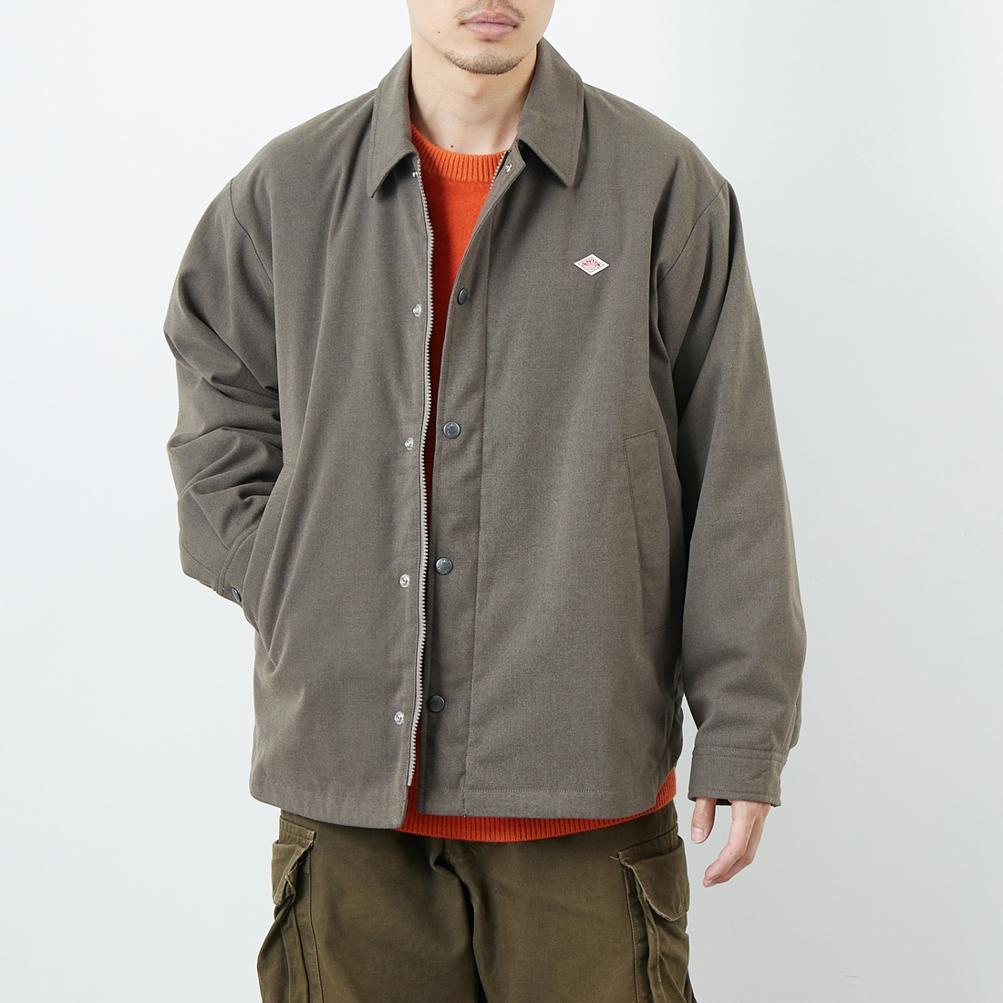 DANTON [ダントン] ウールライク 中綿コーチジャケット [DT-A0716WLX] GREIGE &&モデル身長：168cm 着用サイズ：40&&