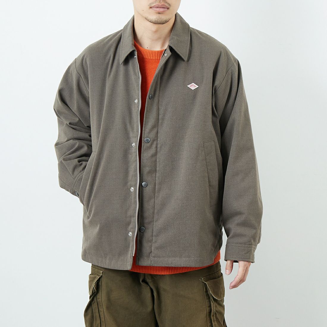 DANTON [ダントン] ウールライク 中綿コーチジャケット [DT-A0716WLX] GREIGE &&モデル身長：168cm 着用サイズ：40&&