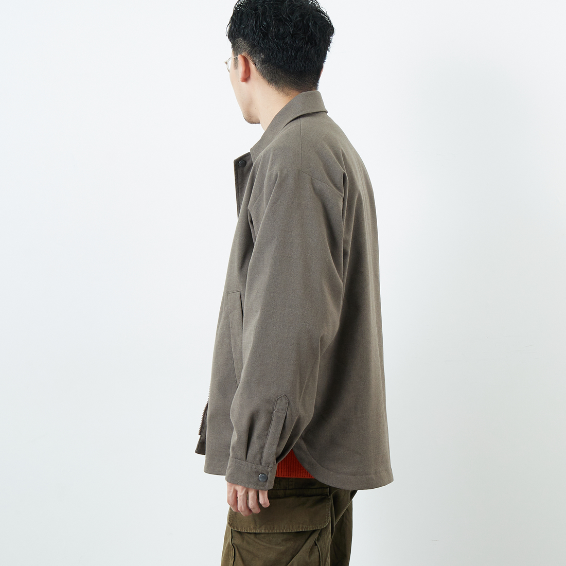 DANTON [ダントン] ウールライク 中綿コーチジャケット [DT-A0716WLX] GREIGE &&モデル身長：168cm 着用サイズ：40&&