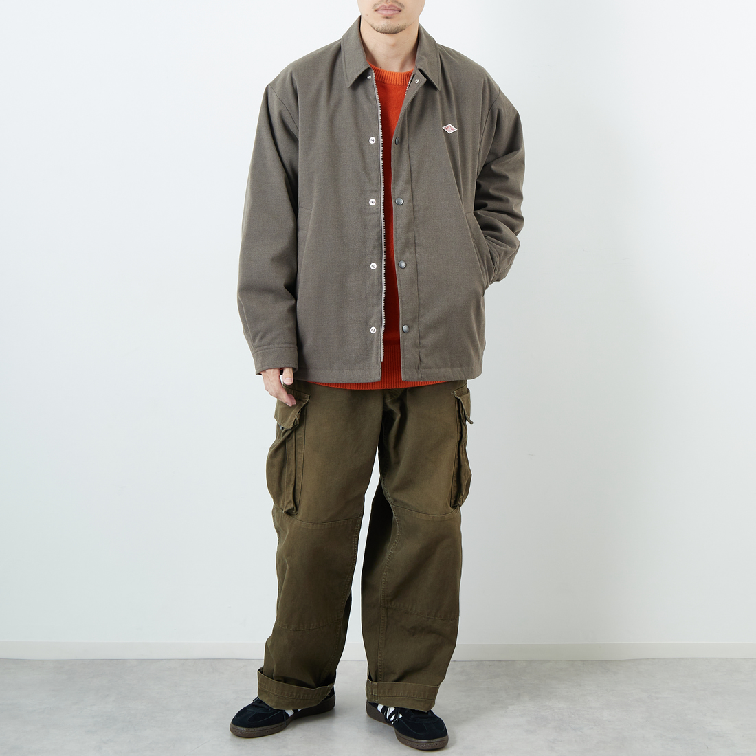 DANTON [ダントン] ウールライク 中綿コーチジャケット [DT-A0716WLX] GREIGE &&モデル身長：168cm 着用サイズ：40&&