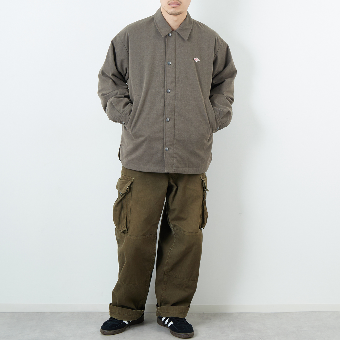 DANTON [ダントン] ウールライク 中綿コーチジャケット [DT-A0716WLX] GREIGE &&モデル身長：168cm 着用サイズ：40&&