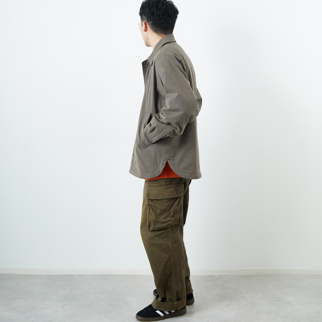 DANTON [ダントン] ウールライク 中綿コーチジャケット [DT-A0716WLX] GREIGE &&モデル身長：168cm 着用サイズ：40&&