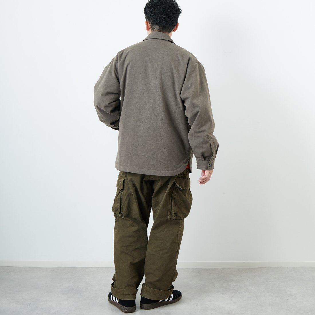 DANTON [ダントン] ウールライク 中綿コーチジャケット [DT-A0716WLX] GREIGE &&モデル身長：168cm 着用サイズ：40&&