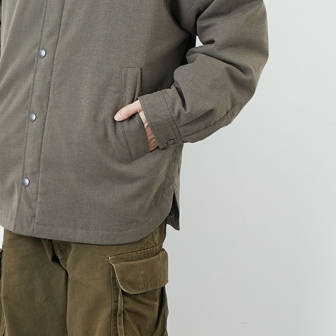 DANTON [ダントン] ウールライク 中綿コーチジャケット [DT-A0716WLX] GREIGE &&モデル身長：168cm 着用サイズ：40&&