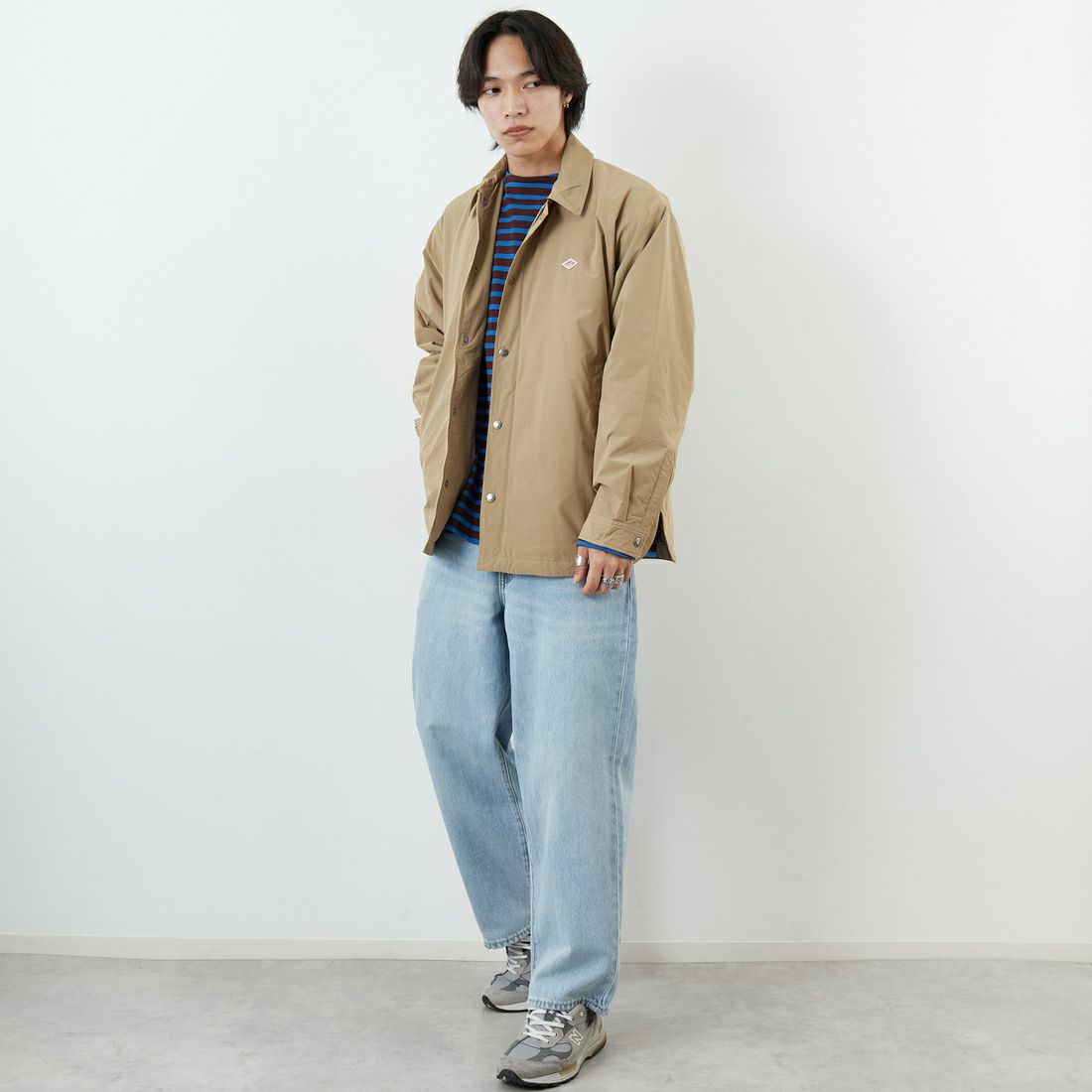 DANTON [ダントン] ピーチタフタ 中綿コーチジャケット [DT-A0716PNT] BEIGE &&モデル身長：179cm 着用サイズ：42&&