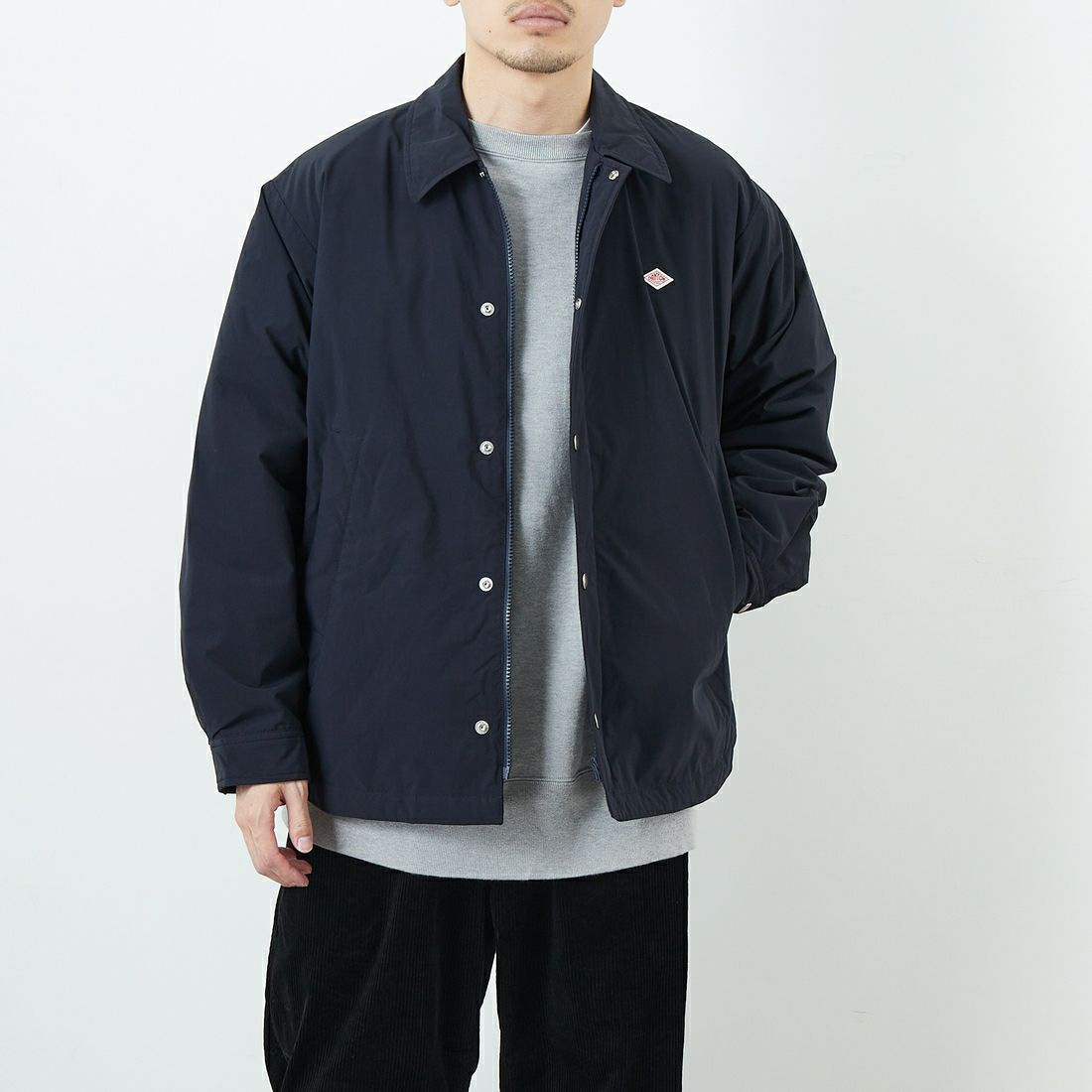 DANTON [ダントン] ピーチタフタ 中綿コーチジャケット [DT-A0716PNT] NAVY &&モデル身長：168cm 着用サイズ：38&&