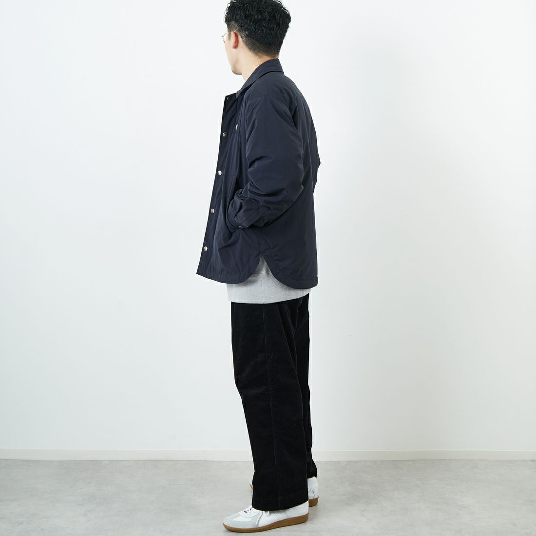 DANTON [ダントン] ピーチタフタ 中綿コーチジャケット [DT-A0716PNT] NAVY &&モデル身長：168cm 着用サイズ：38&&