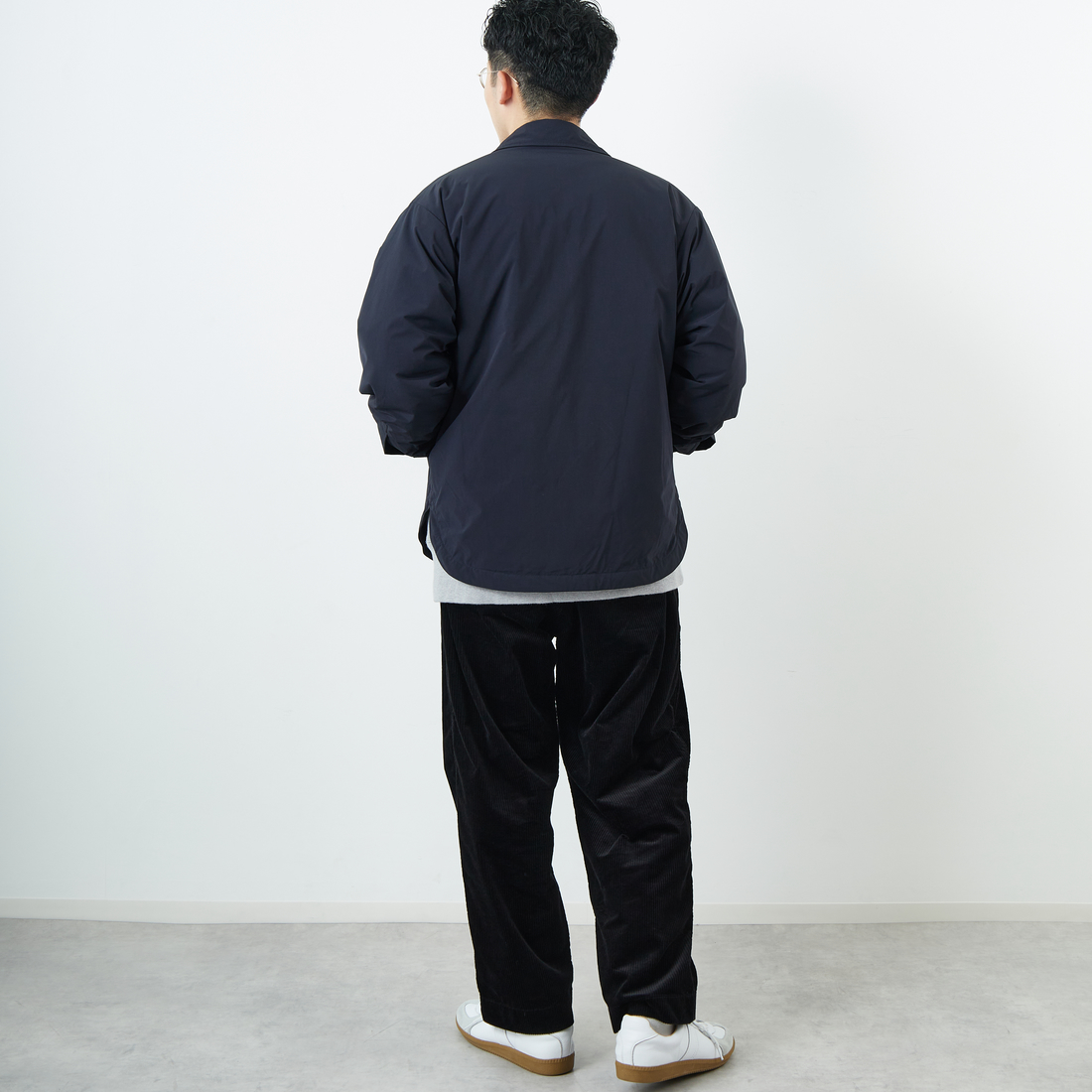 DANTON [ダントン] ピーチタフタ 中綿コーチジャケット [DT-A0716PNT] NAVY &&モデル身長：168cm 着用サイズ：38&&