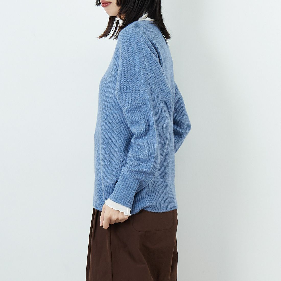 Jeans Factory Clothes [ジーンズファクトリークローズ] Vネックプルオーバー [998-18900] 85 ﾌﾞﾙｰ &&モデル身長：162cm 着用サイズ：F&&