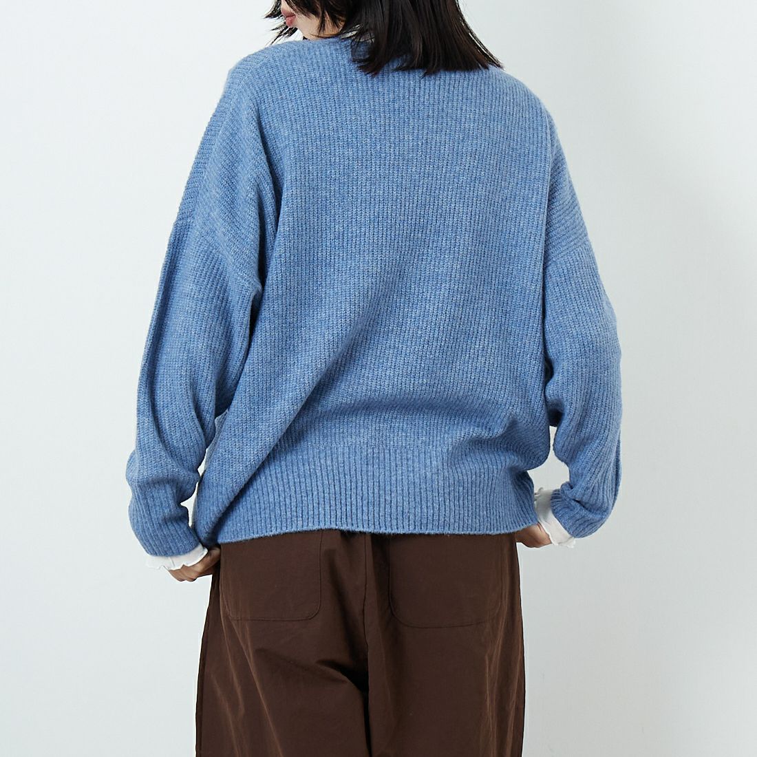 Jeans Factory Clothes [ジーンズファクトリークローズ] Vネックプルオーバー [998-18900] 85 ﾌﾞﾙｰ &&モデル身長：162cm 着用サイズ：F&&