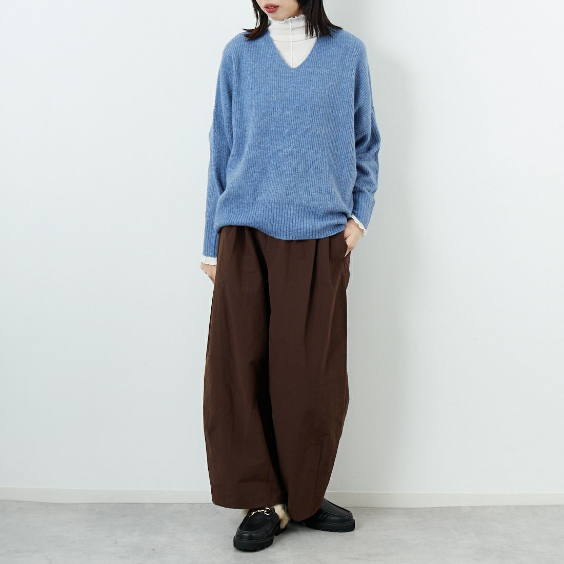 Jeans Factory Clothes [ジーンズファクトリークローズ] Vネックプルオーバー [998-18900] 85 ﾌﾞﾙｰ &&モデル身長：162cm 着用サイズ：F&&