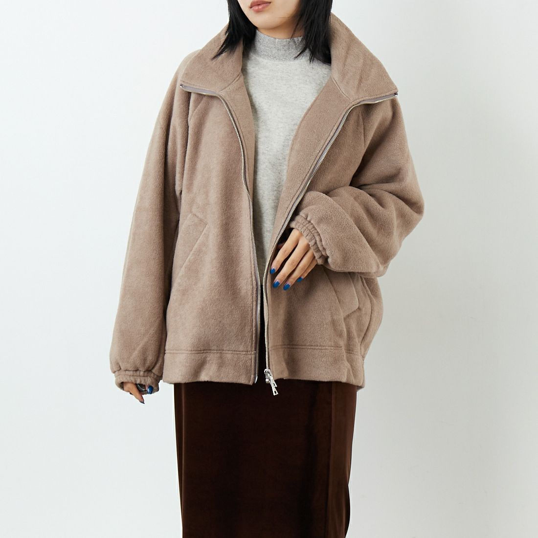 ミズイロインド ブラウン フード付き ダウンジャケット mizuiro ind