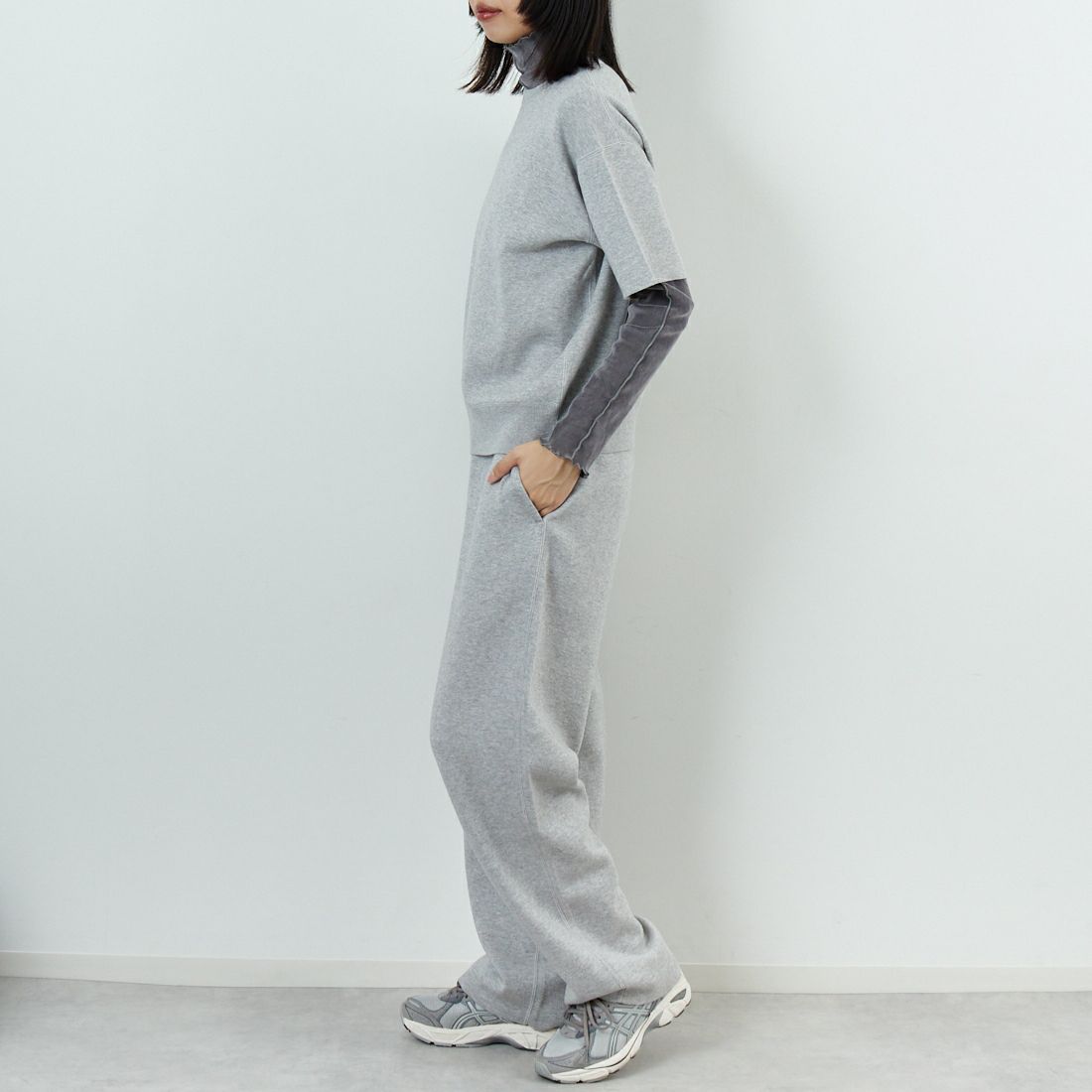 RYE TENDER [ライテンダー] ピアモントTシャツ [110422500] HEATHER GR &&モデル身長：162cm 着用サイズ：0&&