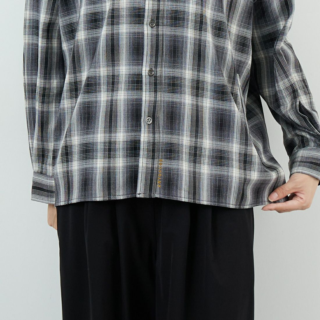 ANTGAUGE [アントゲージ] ドロップショルダー チェックシャツ [GB327] 24 ﾌﾞﾗｯｸ &&モデル身長：162cm 着用サイズ：F&&