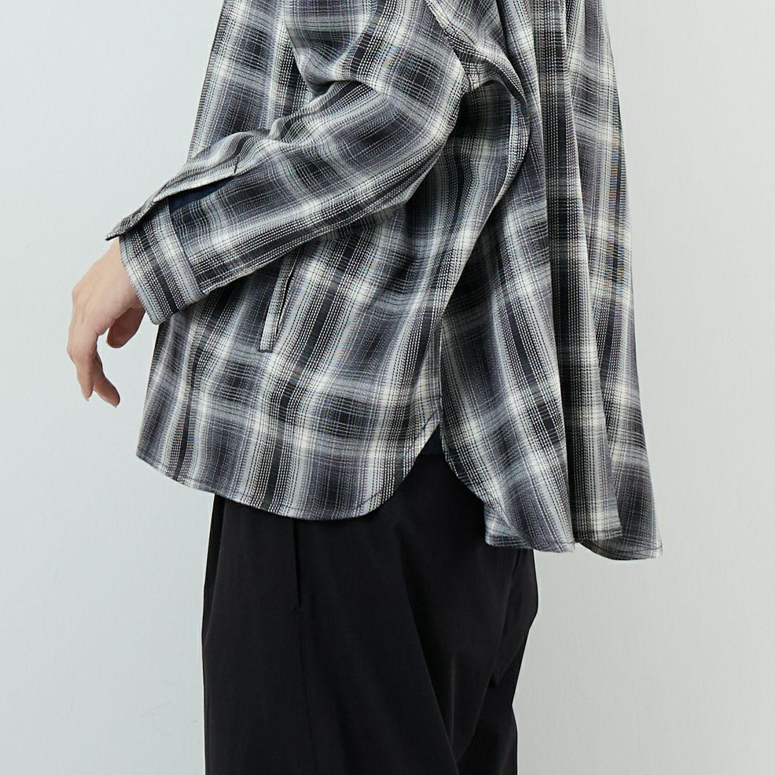 ANTGAUGE [アントゲージ] ドロップショルダー チェックシャツ [GB327] 24 ﾌﾞﾗｯｸ &&モデル身長：162cm 着用サイズ：F&&