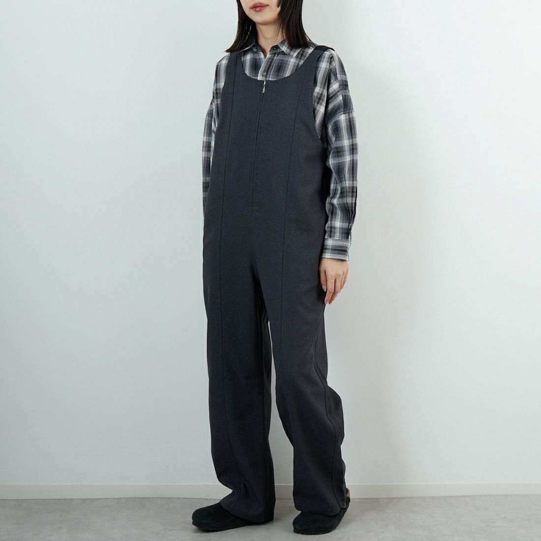 ANTGAUGE [アントゲージ] ルーズストレートサロペット [C2369] 25 ﾁｬｺｰﾙ &&モデル身長：162cm 着用サイズ：M&&