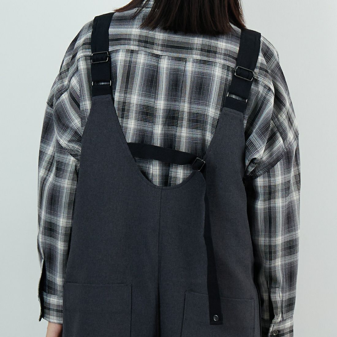 ANTGAUGE [アントゲージ] ルーズストレートサロペット [C2369] 25 ﾁｬｺｰﾙ &&モデル身長：162cm 着用サイズ：M&&