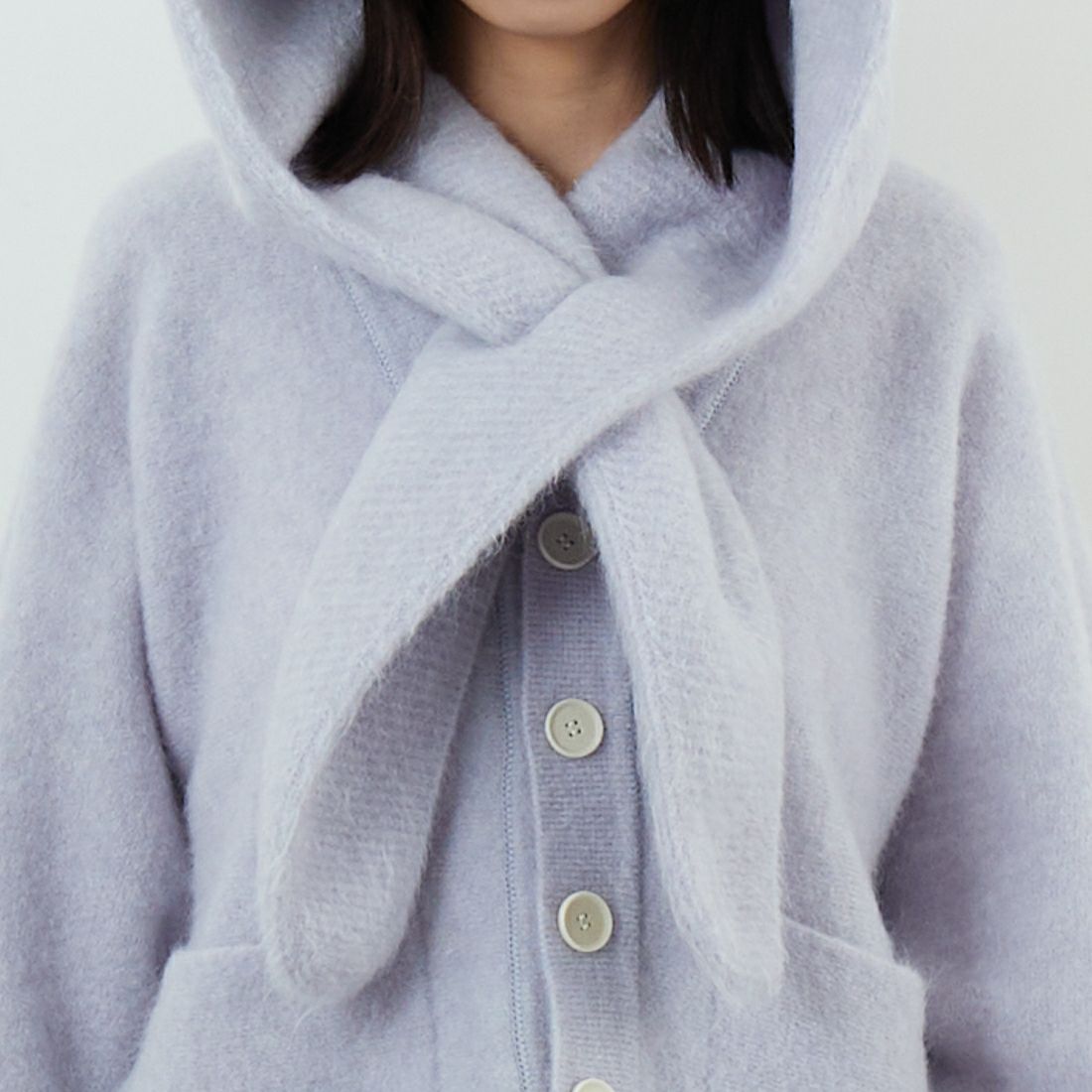 UNFIL [アンフィル] ストレッチスーパーキッドモヘア フード付きストール [WVFL-UW116] ICE BLUE