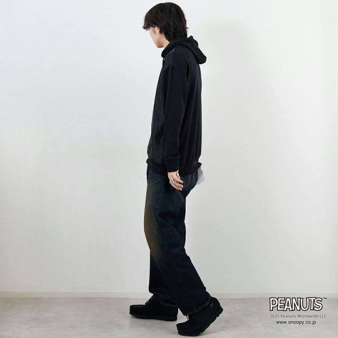 TRIPPY MIKIO ART [トリッピーミキオアート] SNOOPY サングラス フーディ [TR-059] BLACK &&モデル身長：179cm 着用サイズ：M&&