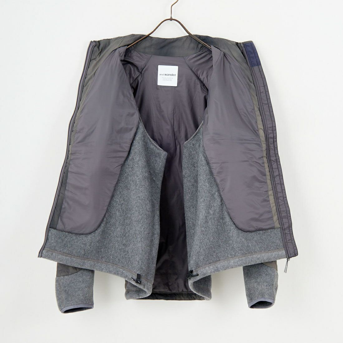 and wander [アンドワンダー] ROA×and wander タイダイ染キルティングフリースジャケット [5745241538] GRAY