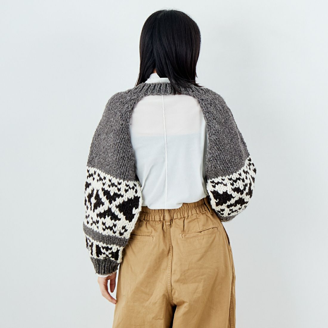 RhodolirioN [ロドリリオン] カウチンニットボレロ [RV1067] B TAUPE &&モデル身長：162cm 着用サイズ：ONE SIZE&&