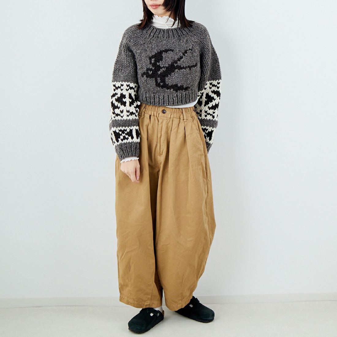 RhodolirioN [ロドリリオン] カウチンニットボレロ [RV1067] B TAUPE &&モデル身長：162cm 着用サイズ：ONE SIZE&&