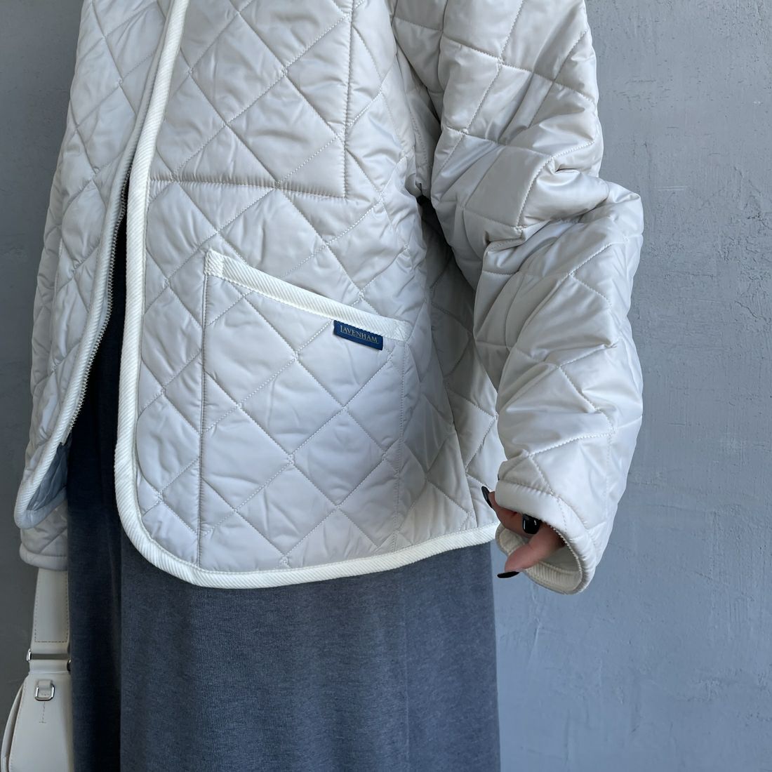 LAVENHAM [ラベンハム] テイナム ウィメンズ キルティングジャケット [LV10141] P86 MOONBE &&モデル身長：150cm 着用サイズ：10&&