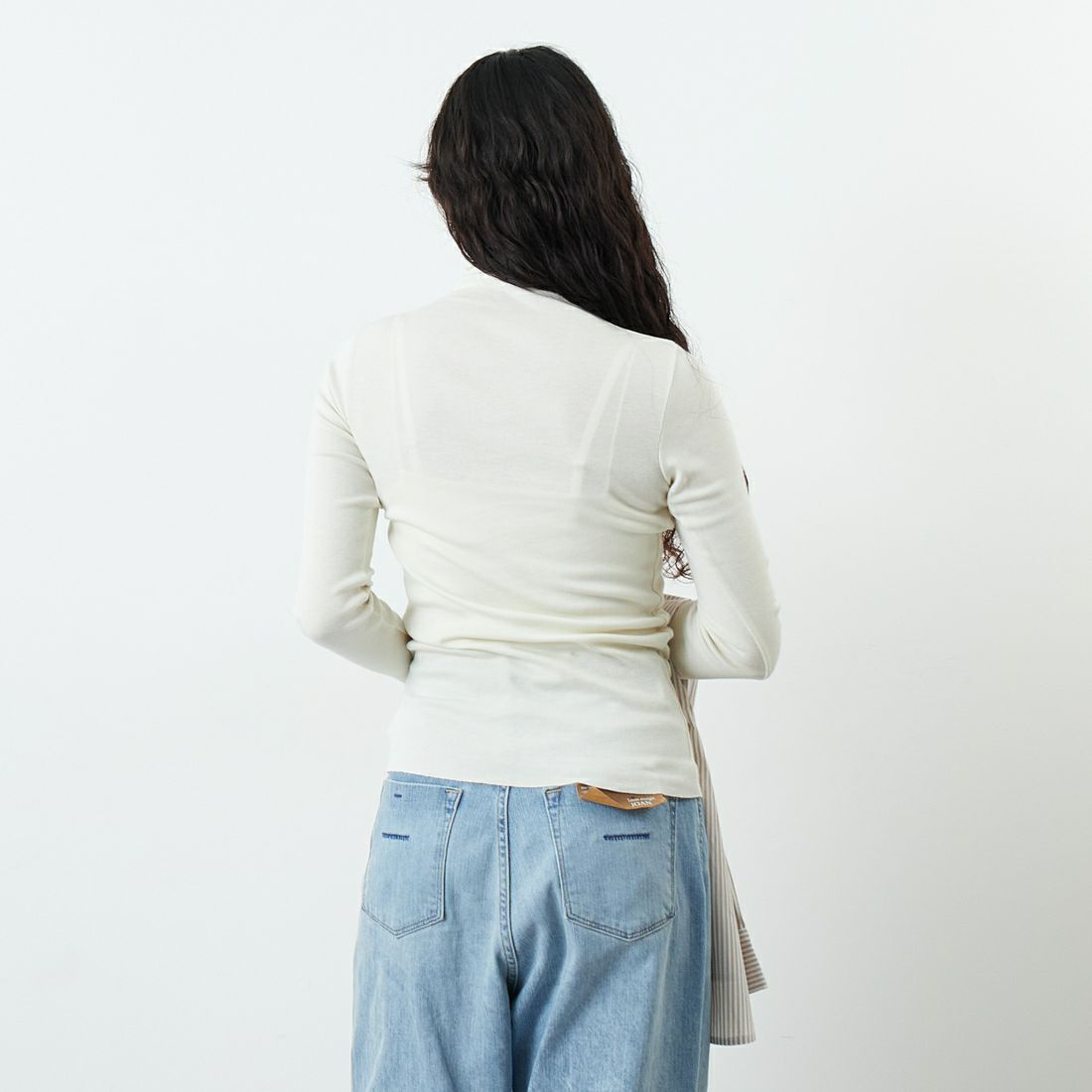 Jeans Factory Clothes [ジーンズファクトリークローズ] TCフライスボトルネックTシャツ [131824] 01 ｵﾌﾎﾜｲﾄ &&モデル身長：162cm 着用サイズ：F&&