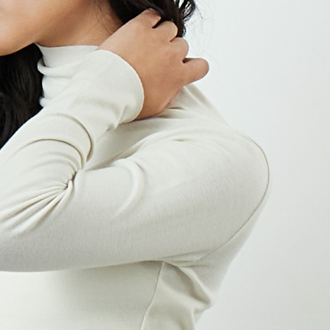 Jeans Factory Clothes [ジーンズファクトリークローズ] TCフライスボトルネックTシャツ [131824] 01 ｵﾌﾎﾜｲﾄ &&モデル身長：162cm 着用サイズ：F&&