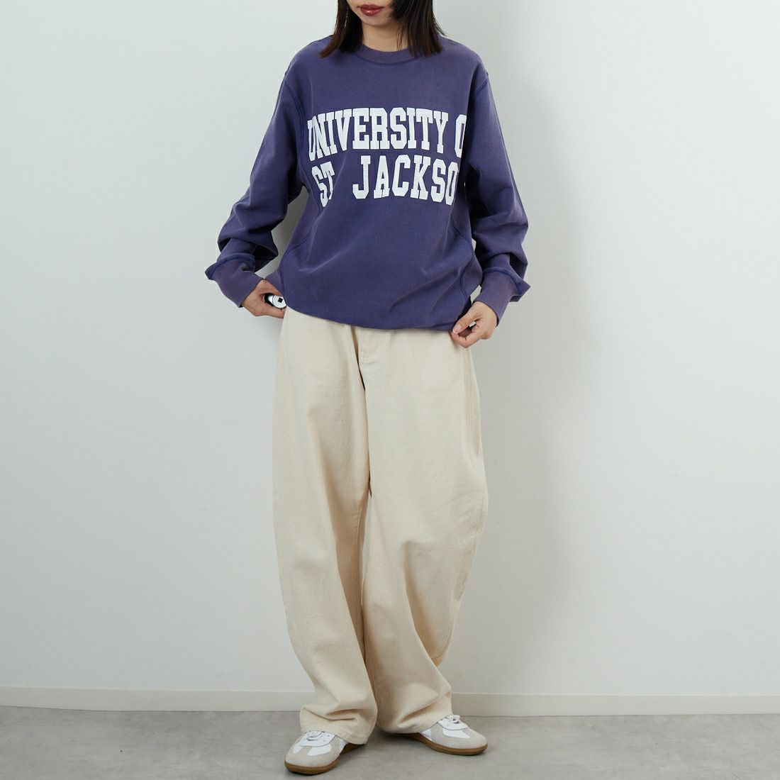JACKSON MATISSE [ジャクソンマティス] UNIVERSITY OF ST.JACKSON クルーネックスウェット [JM25AW017] ﾑﾗｻｷ &&モデル身長：162cm 着用サイズ：S&&
