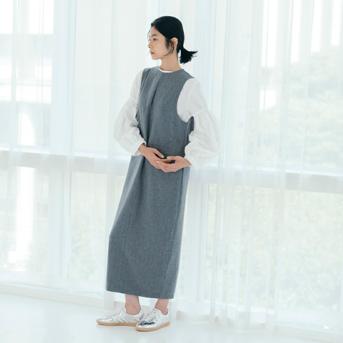 USINE [ユジーヌ] イージーケアキーネックジャンパースカート [21256063] 002 ｸﾞﾚｰ