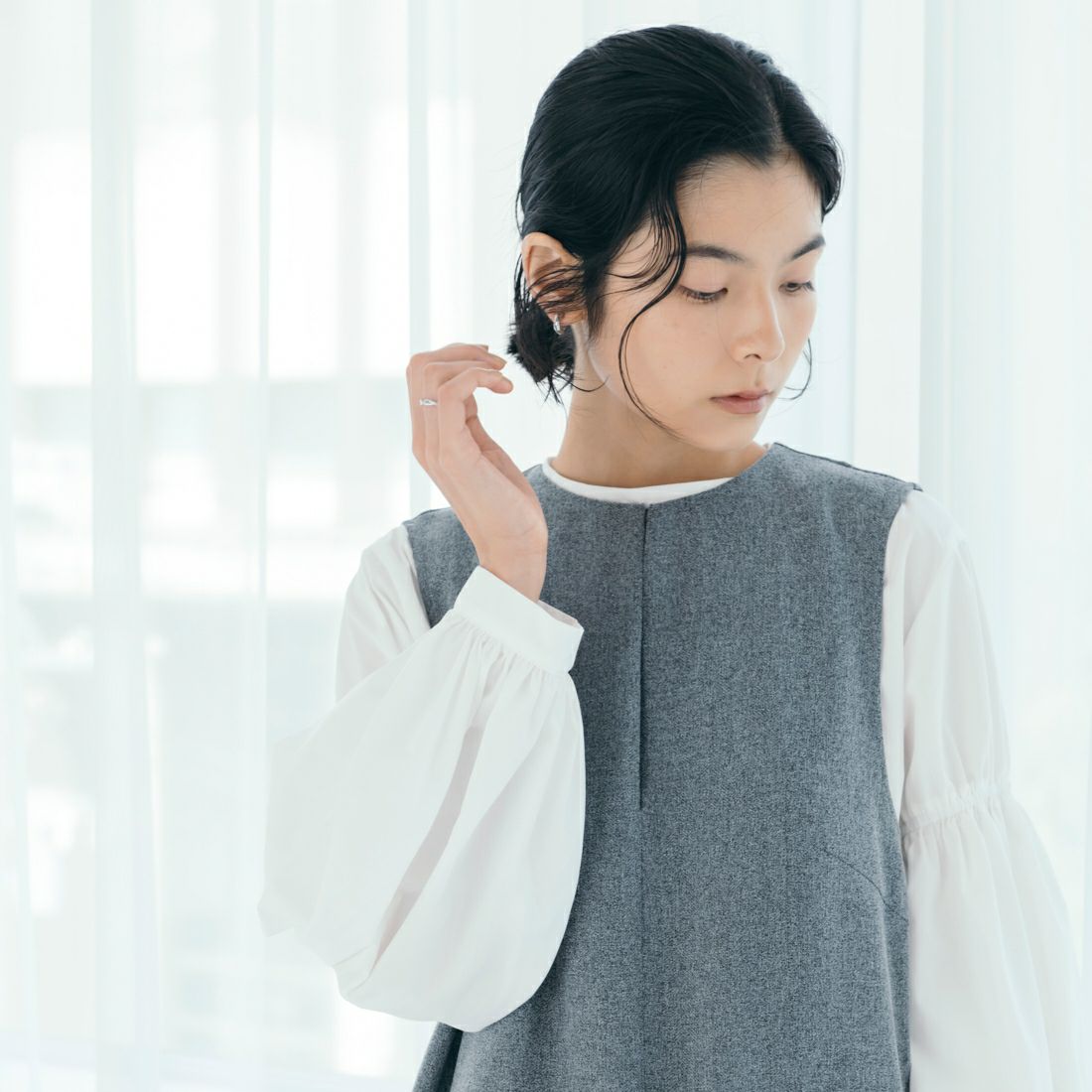 USINE [ユジーヌ] イージーケアキーネックジャンパースカート [21256063] 002 ｸﾞﾚｰ