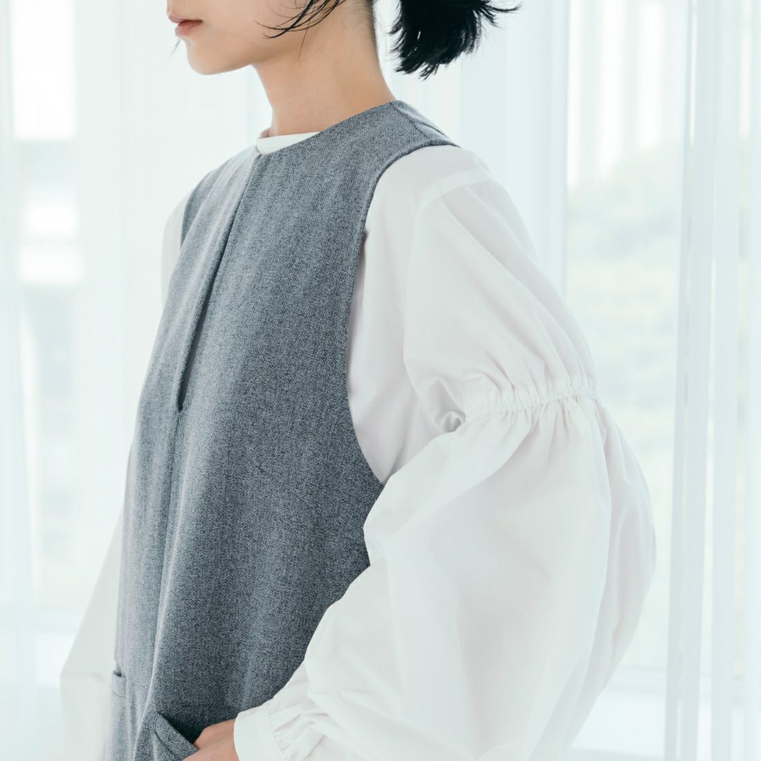 USINE [ユジーヌ] イージーケアキーネックジャンパースカート [21256063] 002 ｸﾞﾚｰ