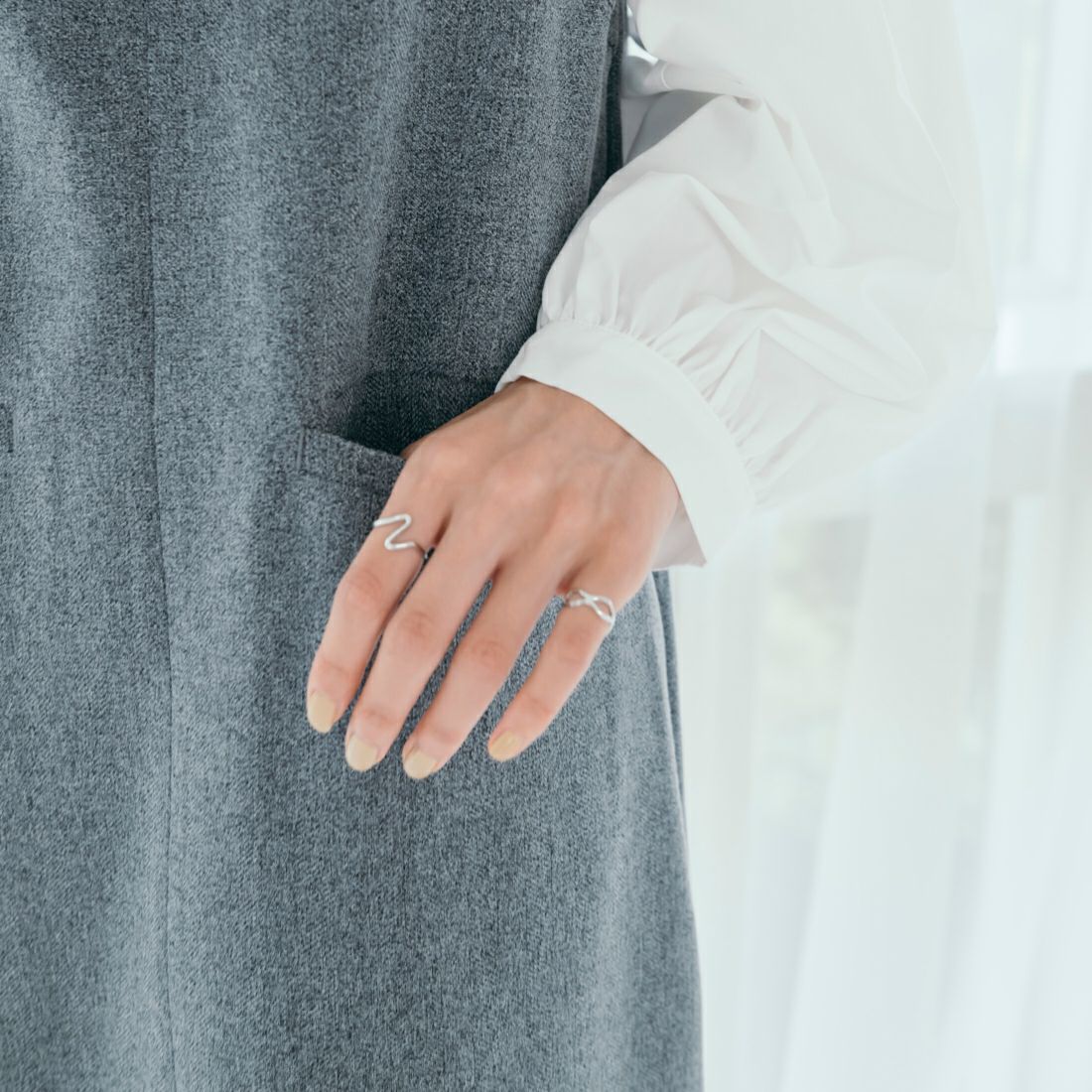 USINE [ユジーヌ] イージーケアキーネックジャンパースカート [21256063] 002 ｸﾞﾚｰ