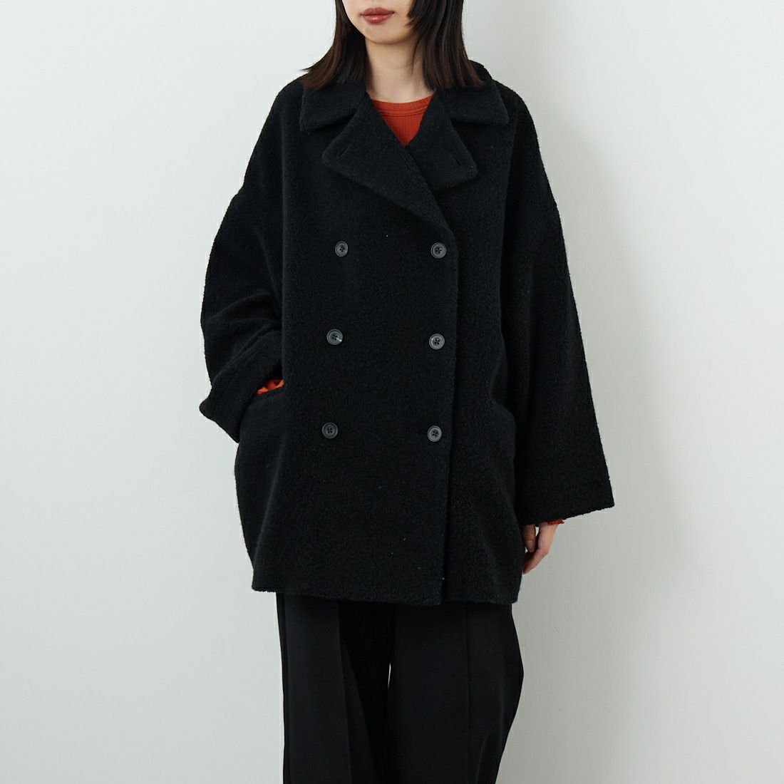 新品　maison de soil メゾンドソイル　ウールモッサフード　コート maison de soil [メゾンドソイル] リサイクルボアウール ダブル