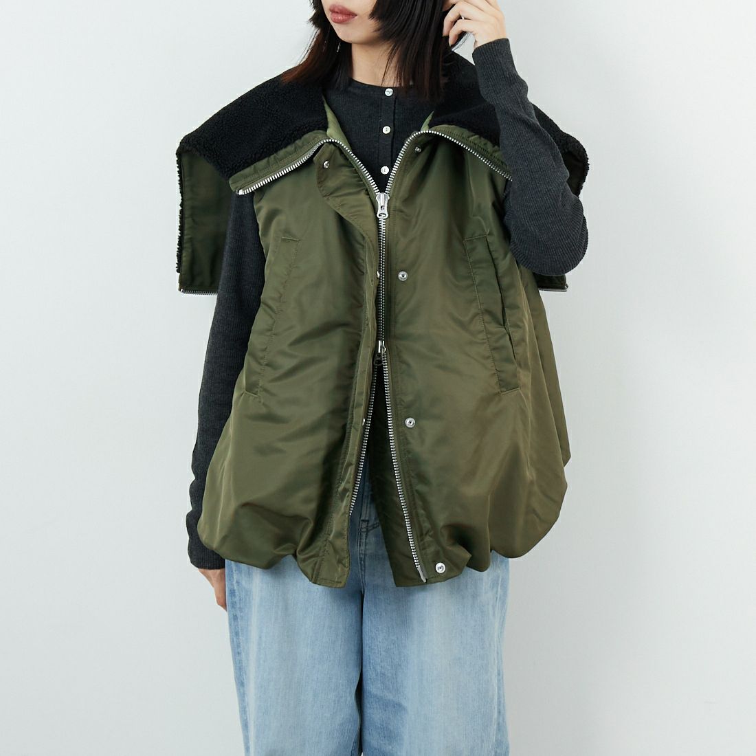 047 KHK&&モデル身長：162cm 着用サイズ：ONE SIZE&&